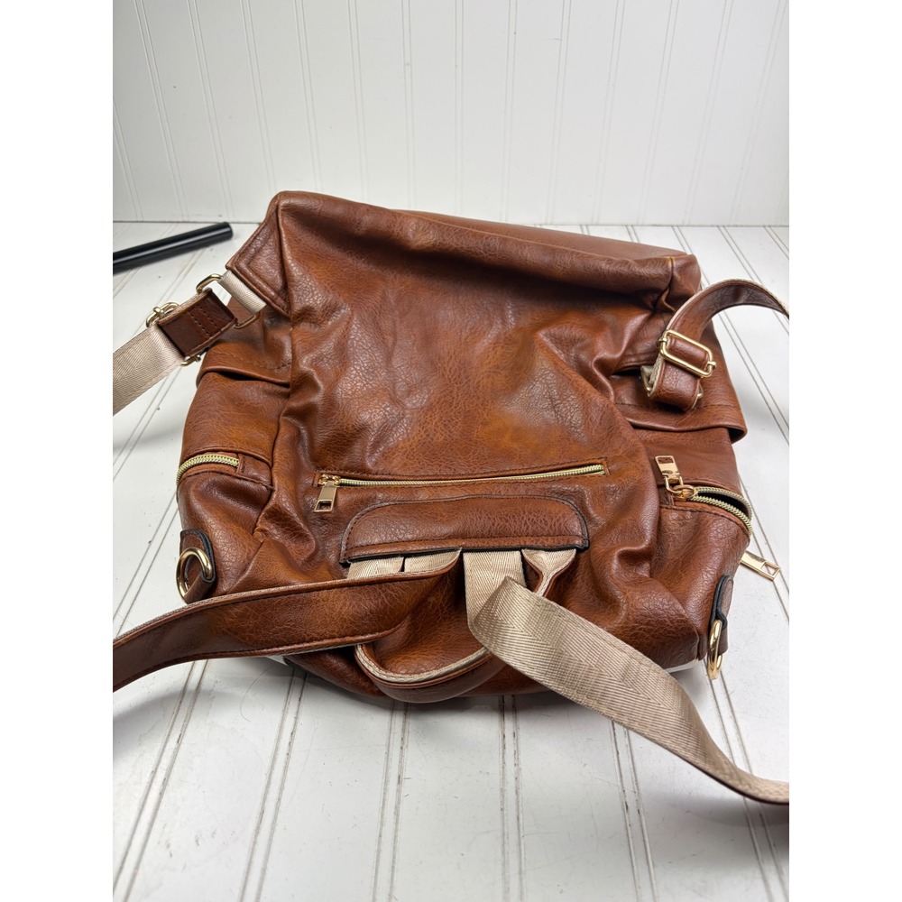 Vintage Y2K Cow Print Boho Western Brown White Faux Leather School Back Pack - Picture 7 of 13